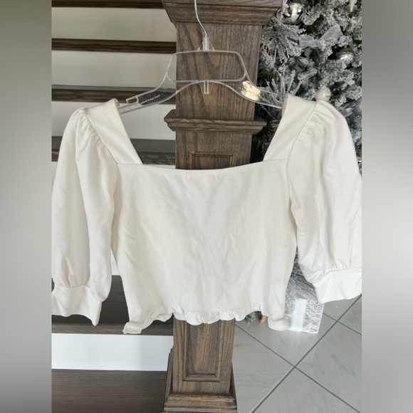 White Peplum Quarter Sleeve Top - Picture 6 of 7